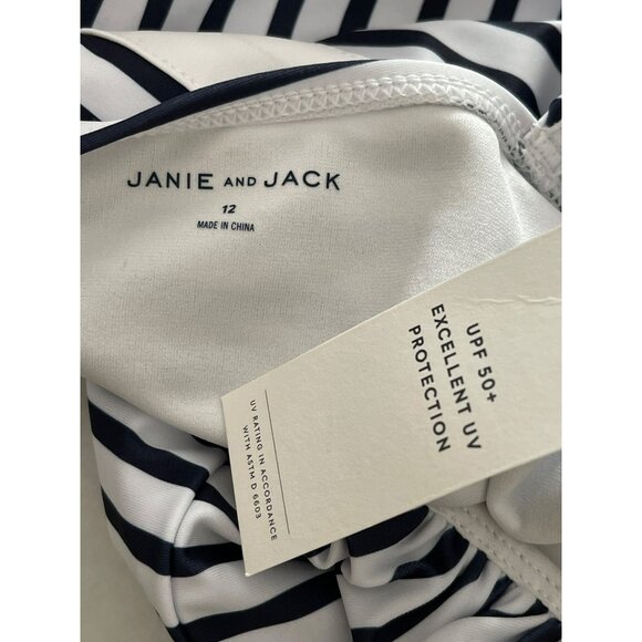 Janie and Jack Size 12 Striped One Shoulder Swimsuit One Piece Bathing Suit NWT - Picture 4 of 4